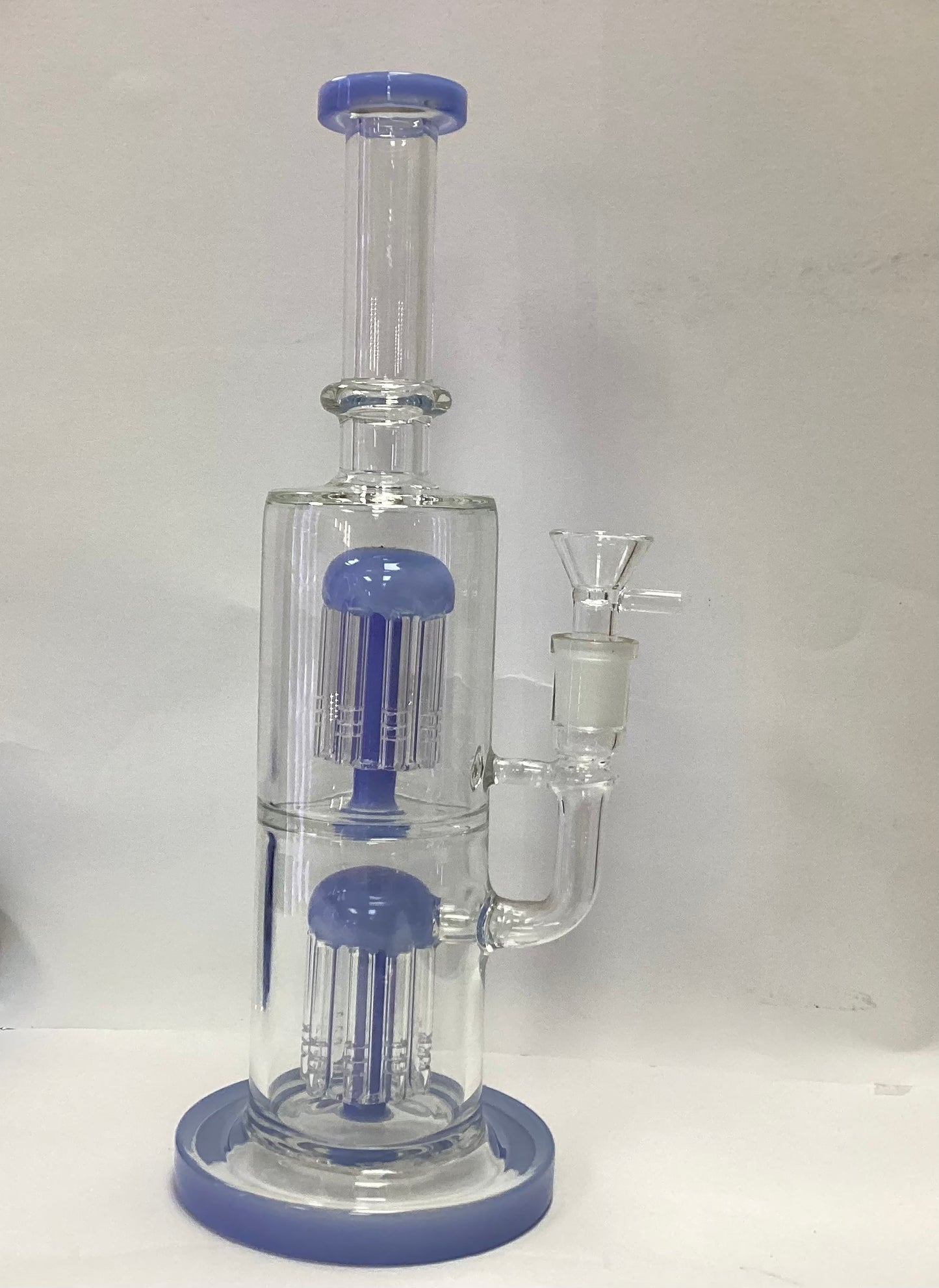 9” Glycerin Bong with Arm Pillar & Showerhead Perc Blue