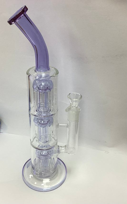 13” Lilac Water Bong with 3 Story Showerhead Percolator